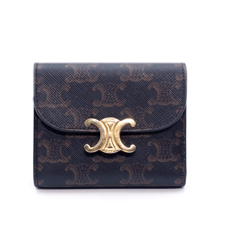 Celine Small Wallet Triomphe in Tan Triomphe Canvas