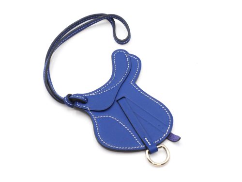 Hermes Sac Saddle 32mm Electric Blue Paddock Selle Charm Swift Calfskin Leather