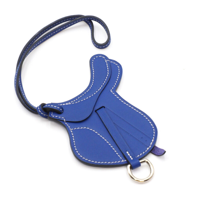 Hermes Sac Saddle 32mm Electric Blue Paddock Selle Charm Swift Calfskin Leather