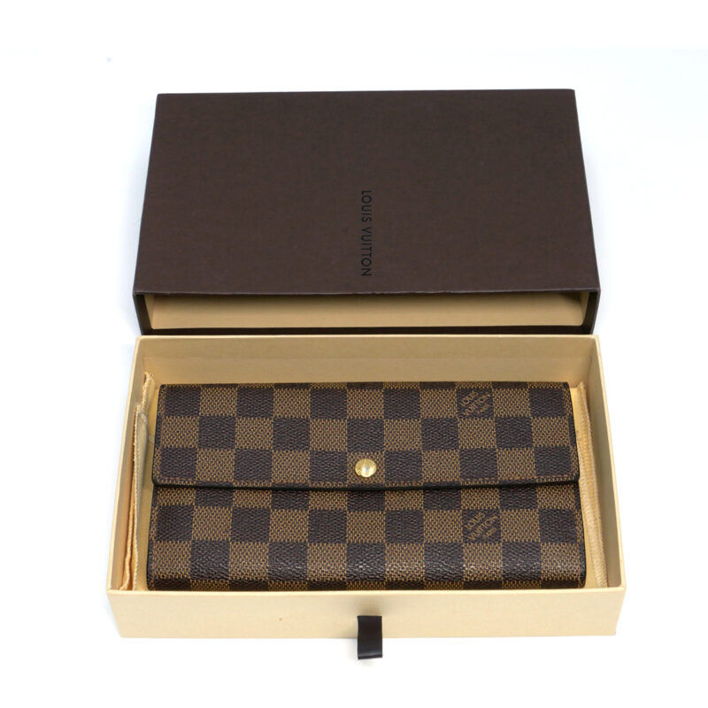 Louis Vuitton N63209 Damier Ebene Canvas Sarah Wallet ( CT2130)