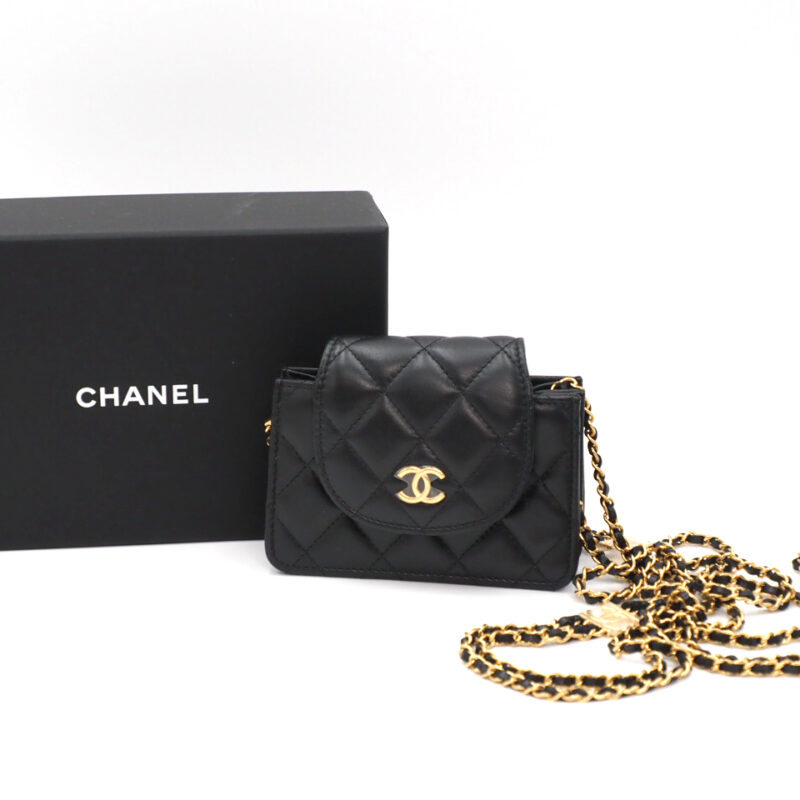 BRAND NEW ! Chanel A3G67J9L Black Lambskin AP3002 Double Chain Mini Flap Bag Gold Hardware