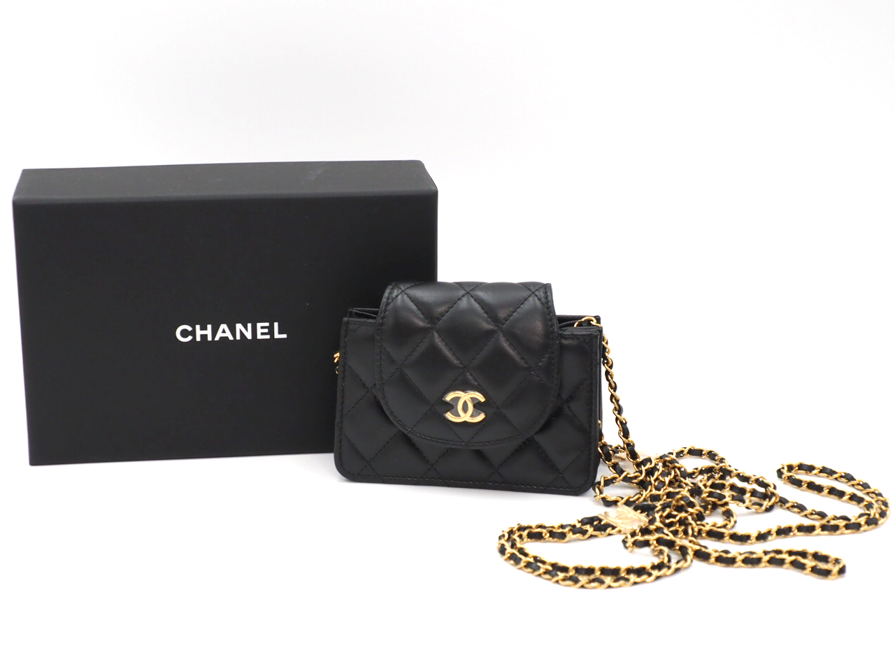 BRAND NEW ! Chanel A3G67J9L Black Lambskin AP3002 Double Chain Mini Flap Bag Gold Hardware
