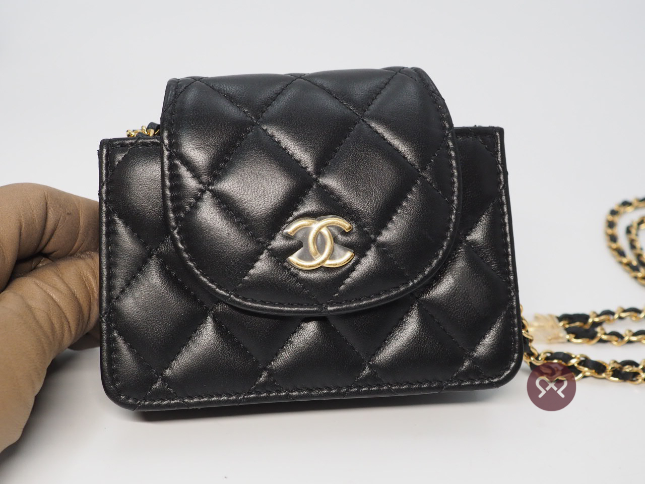 BRAND NEW ! Chanel A3G67J9L Black Lambskin AP3002 Double Chain Mini Flap Bag Gold Hardware - Image 6