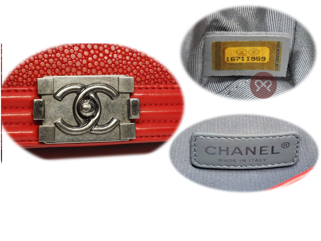Chanel 16711959 Coral Red 12A Stingray Mini Boy Bag Ruthenium Hardware - Image 7