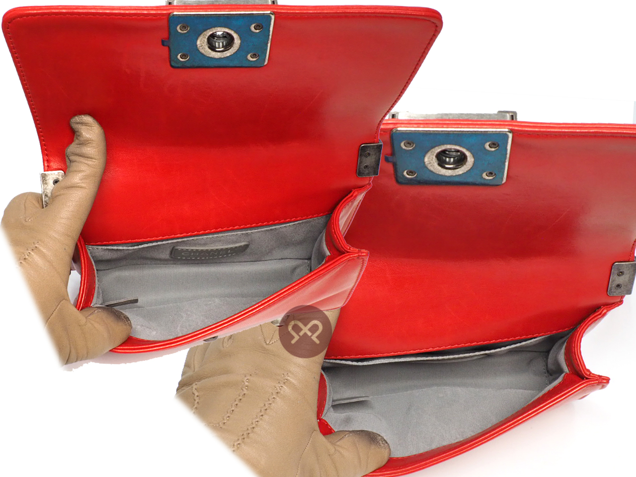 Chanel 16711959 Coral Red 12A Stingray Mini Boy Bag Ruthenium Hardware - Image 10
