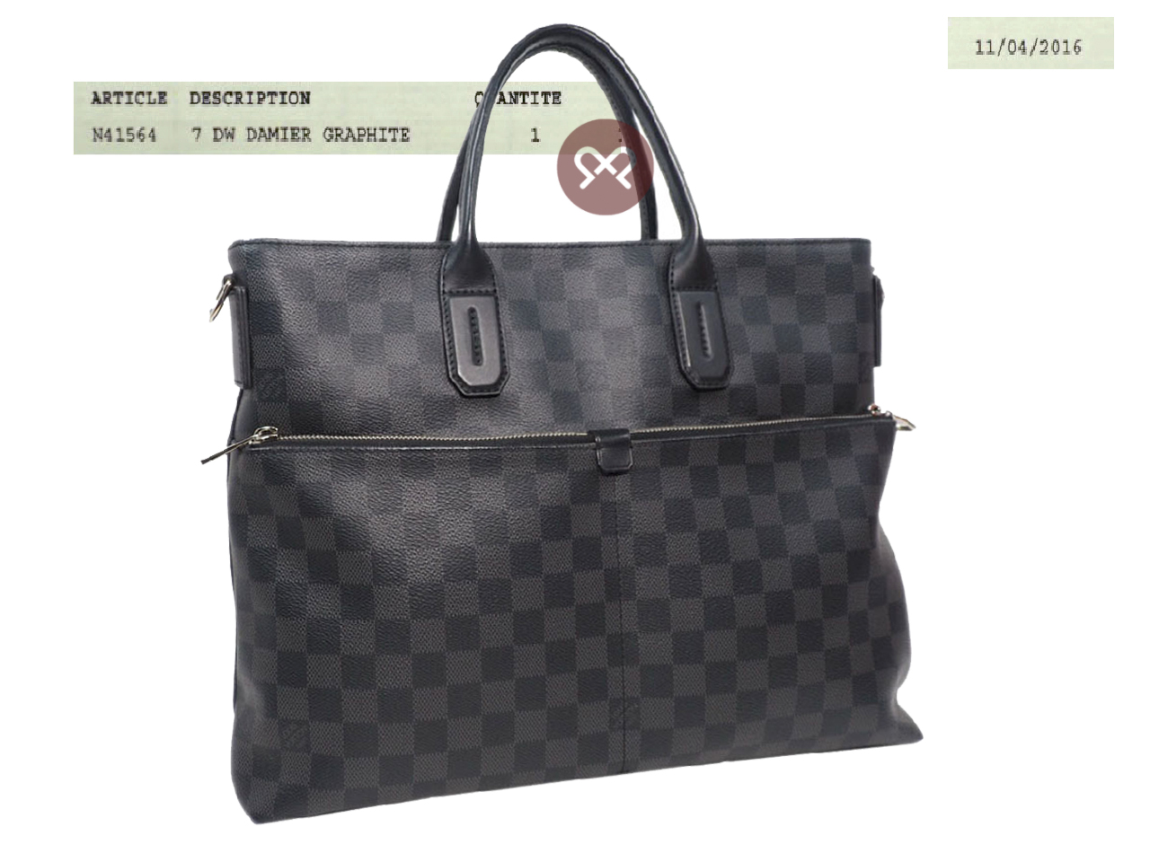 Louis Vuitton N41564 Damier Graphite 7 days a Weeks Tote Document/ w Strap (CA4195) - Image 2
