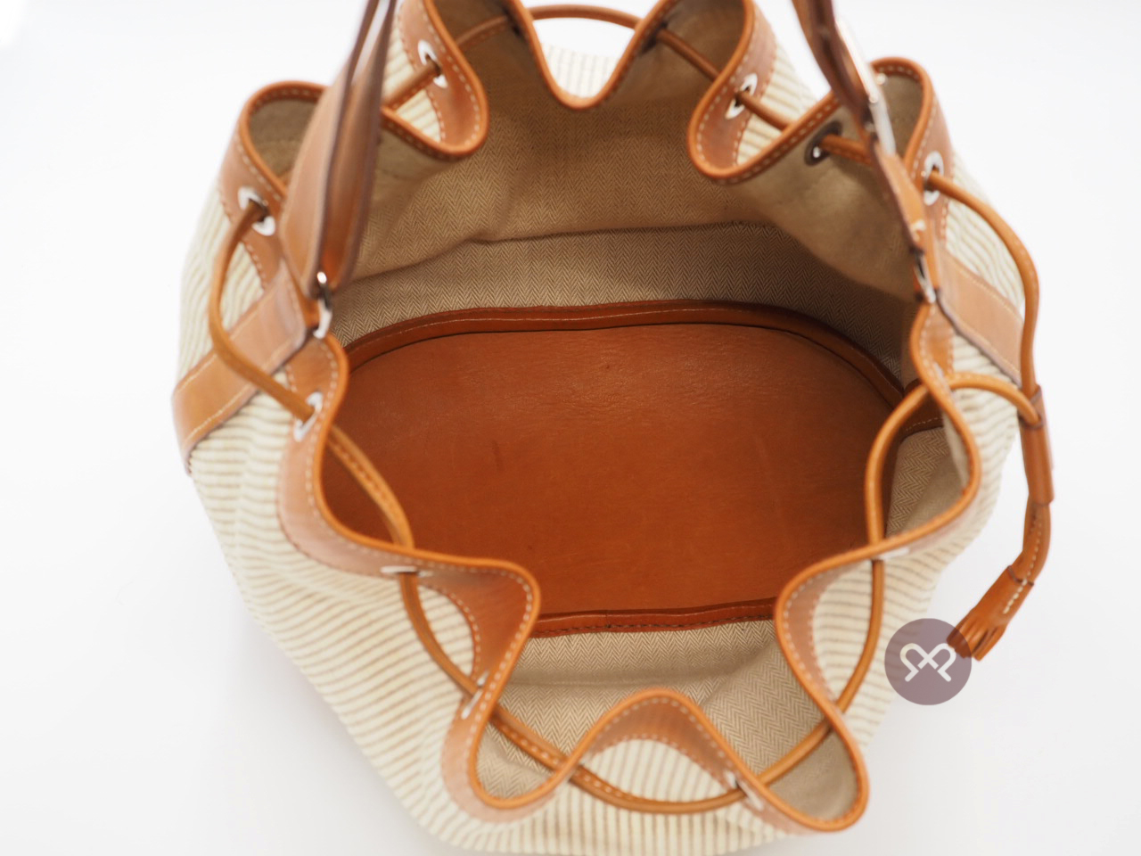 Hermes Crinoline/ Natural Barenia Market Drawstring C Stamp Shoulder Bag - Image 9