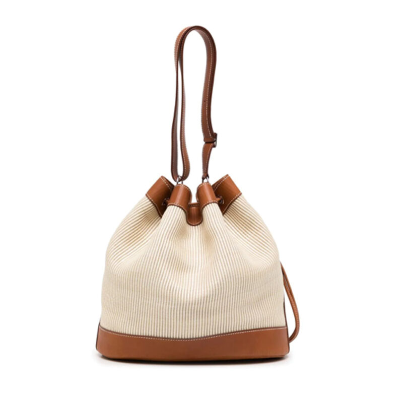 Hermes Crinoline/ Natural Barenia Market Drawstring C Stamp Shoulder Bag