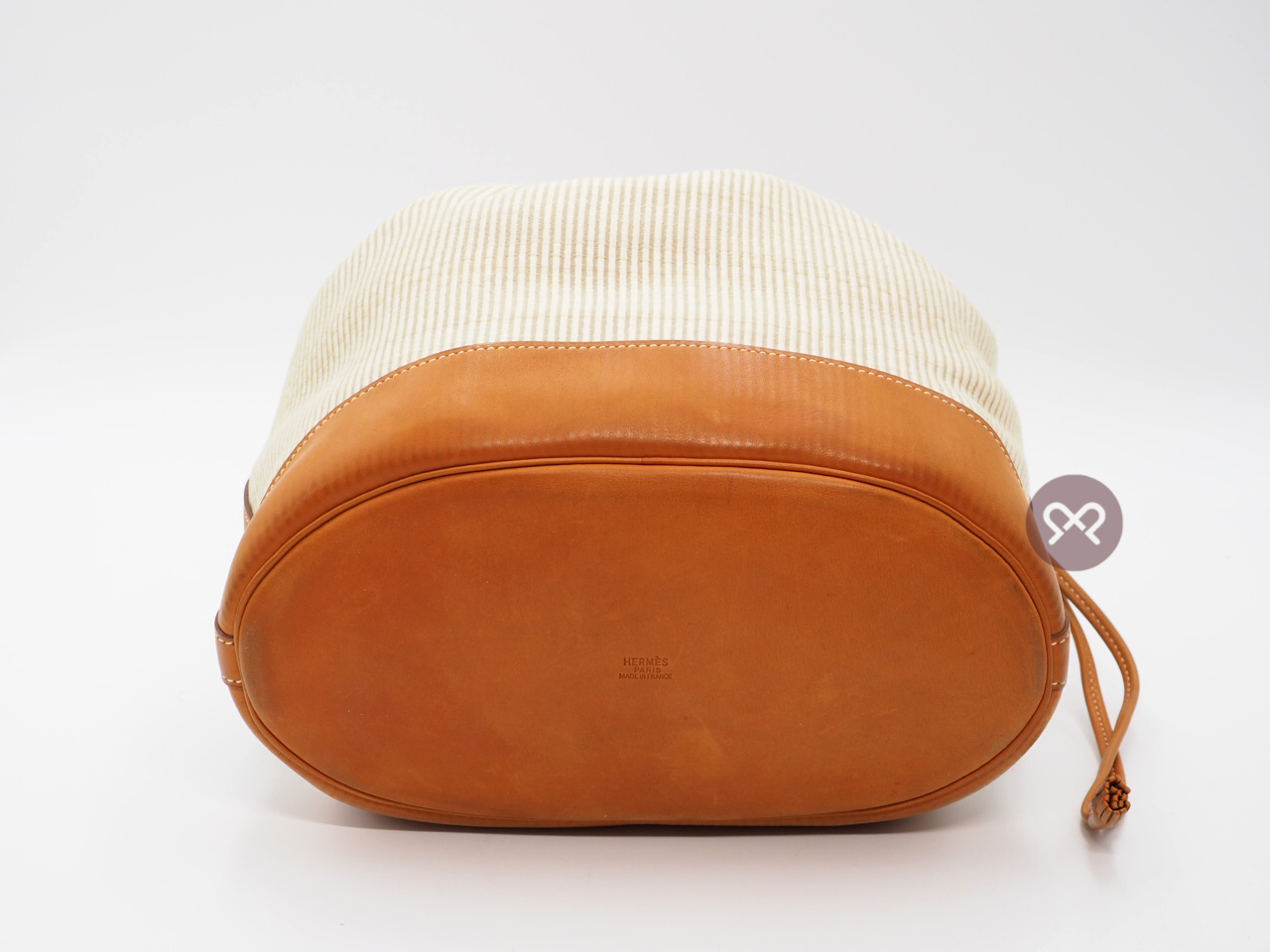 Hermes Crinoline/ Natural Barenia Market Drawstring C Stamp Shoulder Bag - Image 4