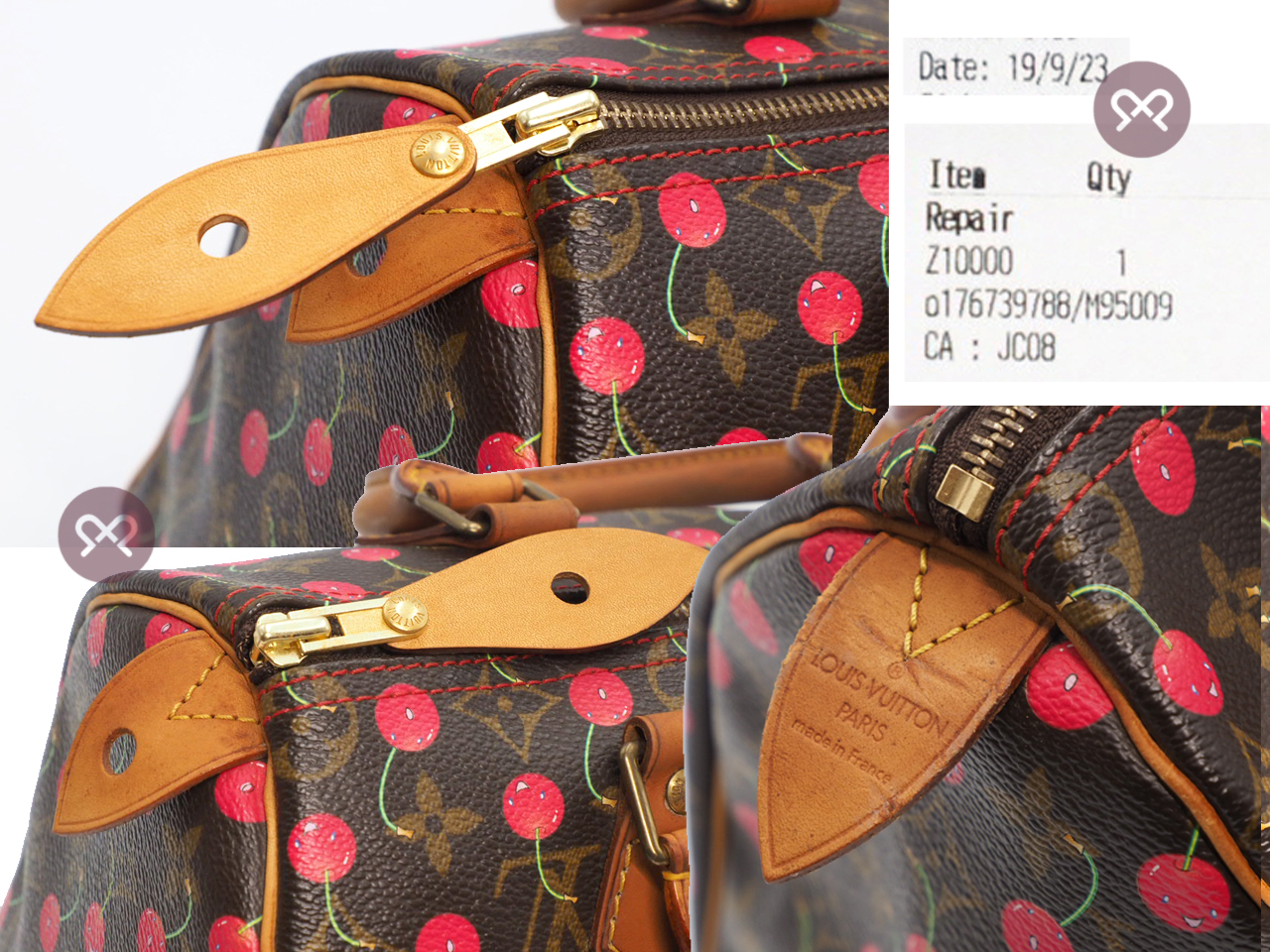 Louis Vuitton M95009 x Takashi Murakami 2005 Monogram Cherry Speedy 25 Tote Bag (SP0065) - Image 7