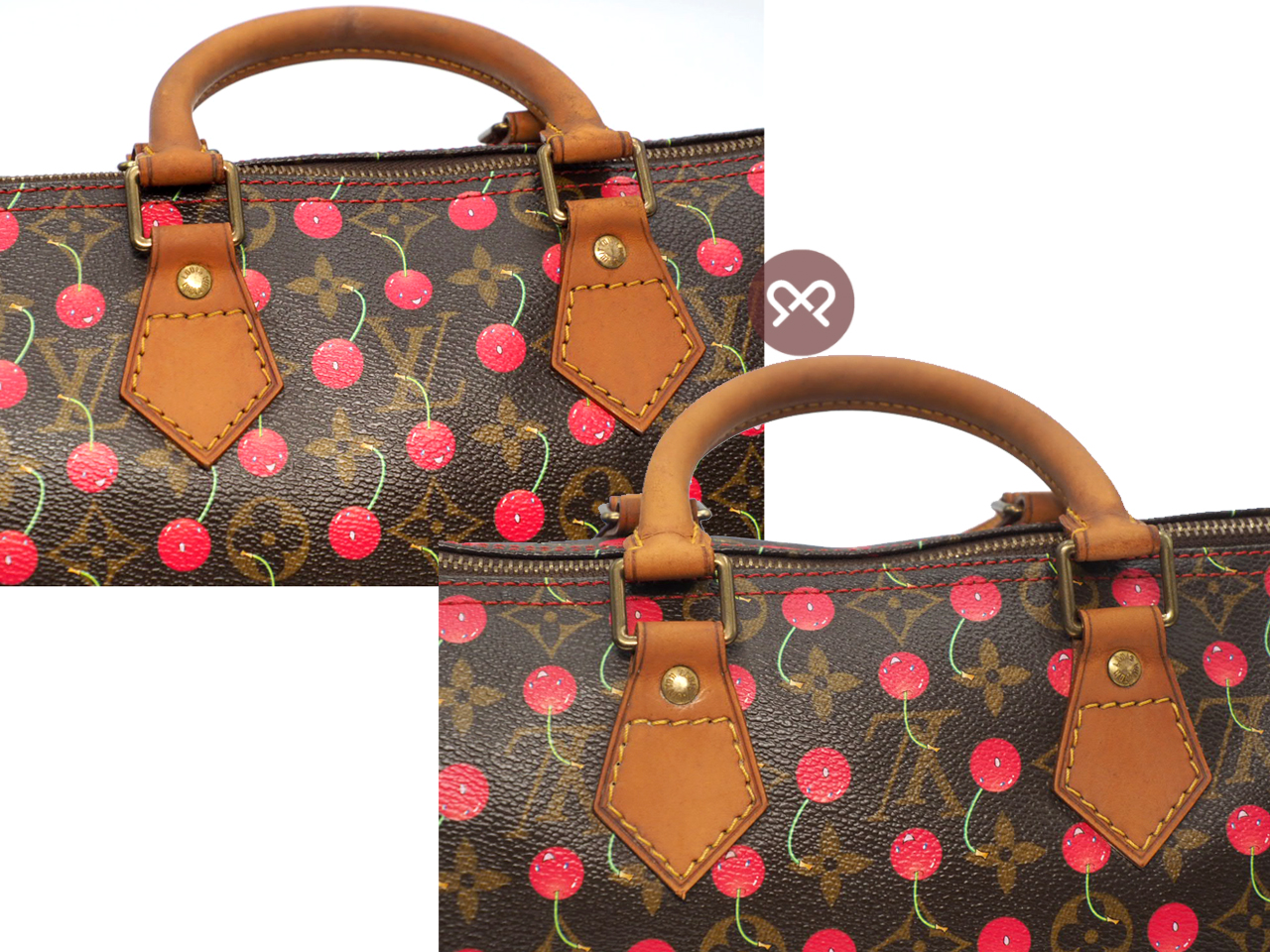 Louis Vuitton M95009 x Takashi Murakami 2005 Monogram Cherry Speedy 25 Tote Bag (SP0065) - Image 8