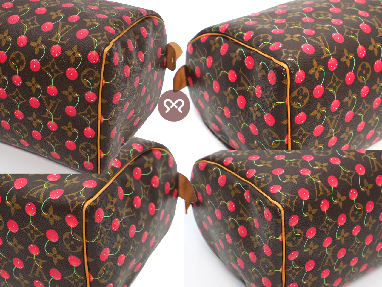 Louis Vuitton M95009 x Takashi Murakami 2005 Monogram Cherry Speedy 25 Tote Bag (SP0065) - Image 9