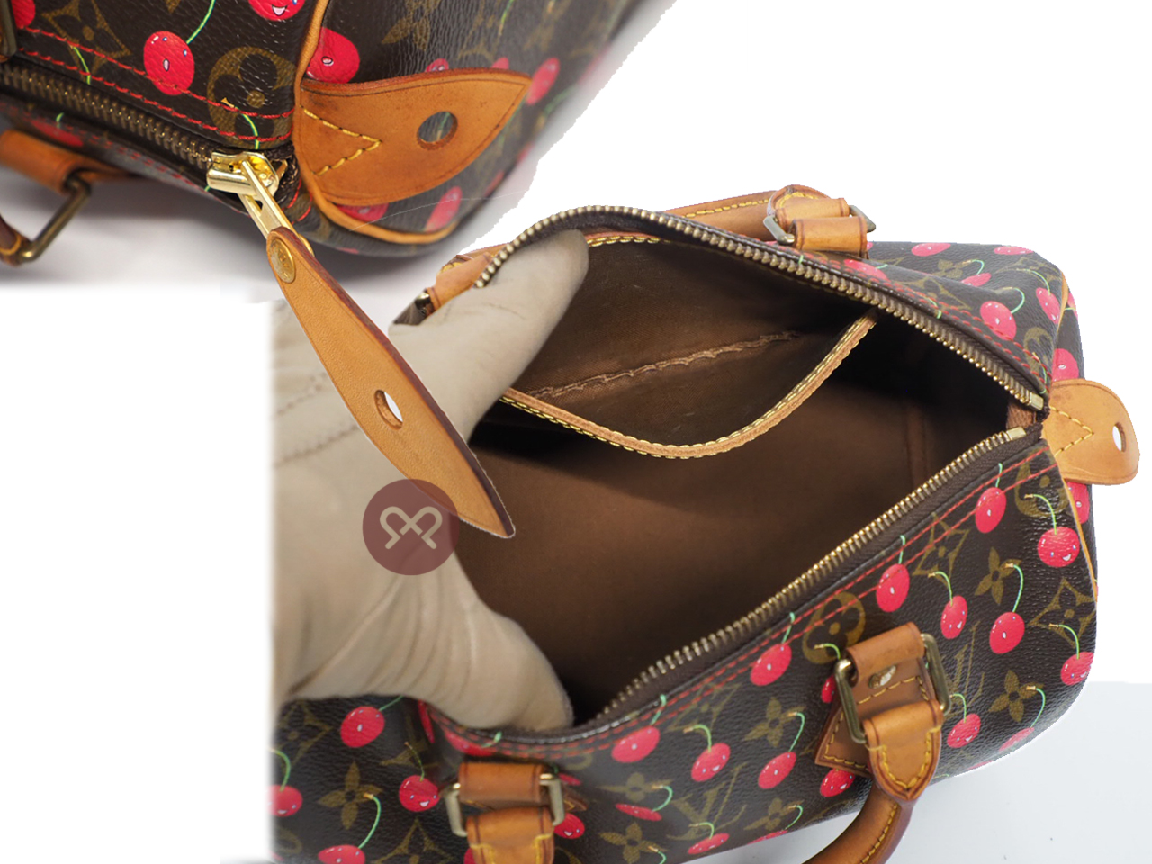 Louis Vuitton M95009 x Takashi Murakami 2005 Monogram Cherry Speedy 25 Tote Bag (SP0065) - Image 10