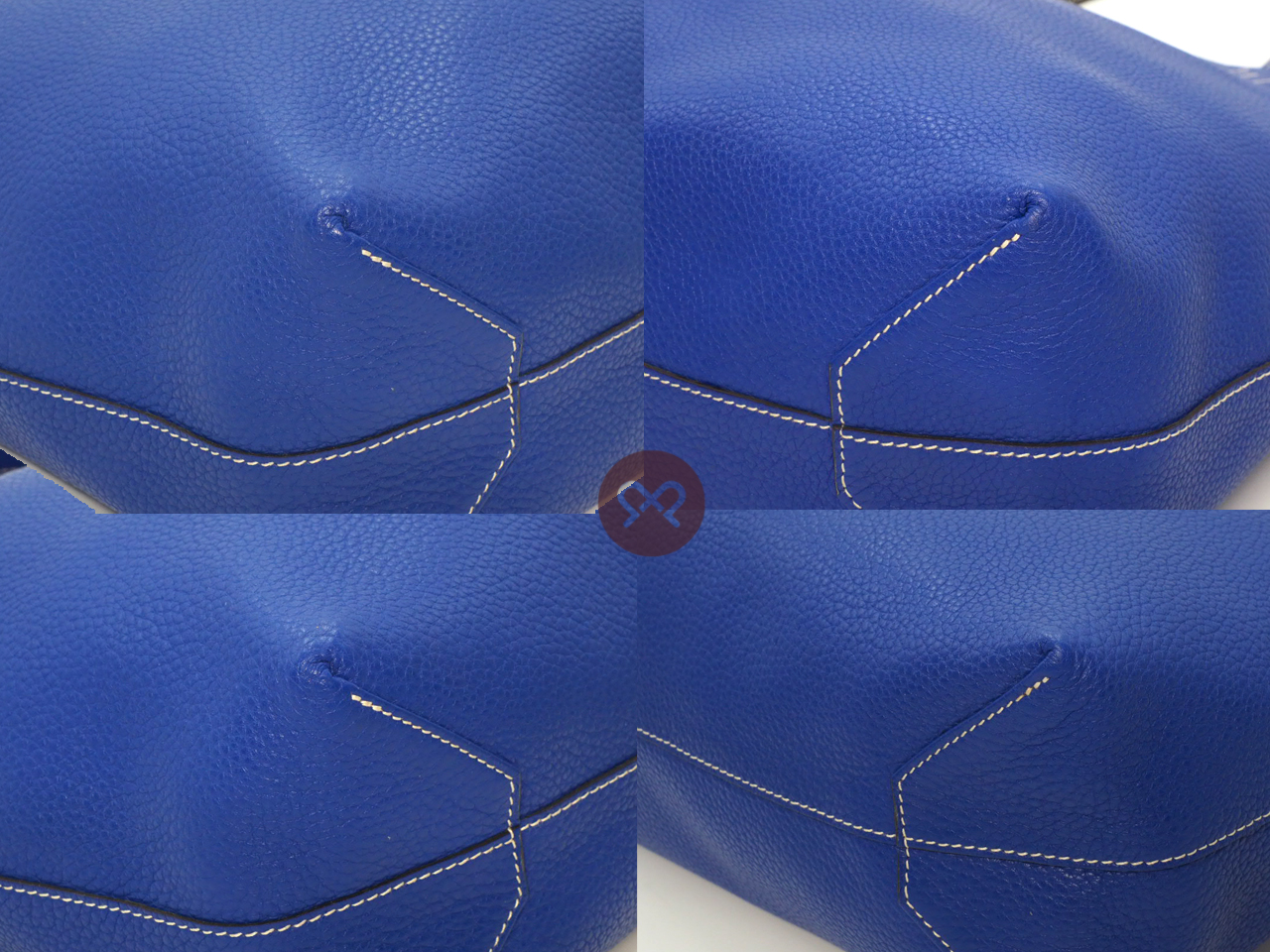 HERMES Blue Electric/Graphite Taurillon Clemence Double Sens 36cm Touch Square Q Stamp Reversible Tote Bag - Image 6