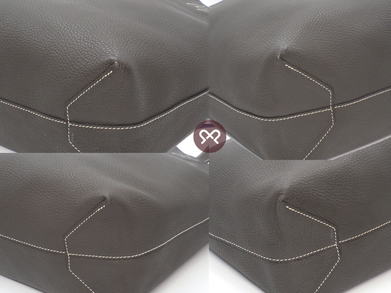 HERMES Blue Electric/Graphite Taurillon Clemence Double Sens 36cm Touch Square Q Stamp Reversible Tote Bag - Image 7