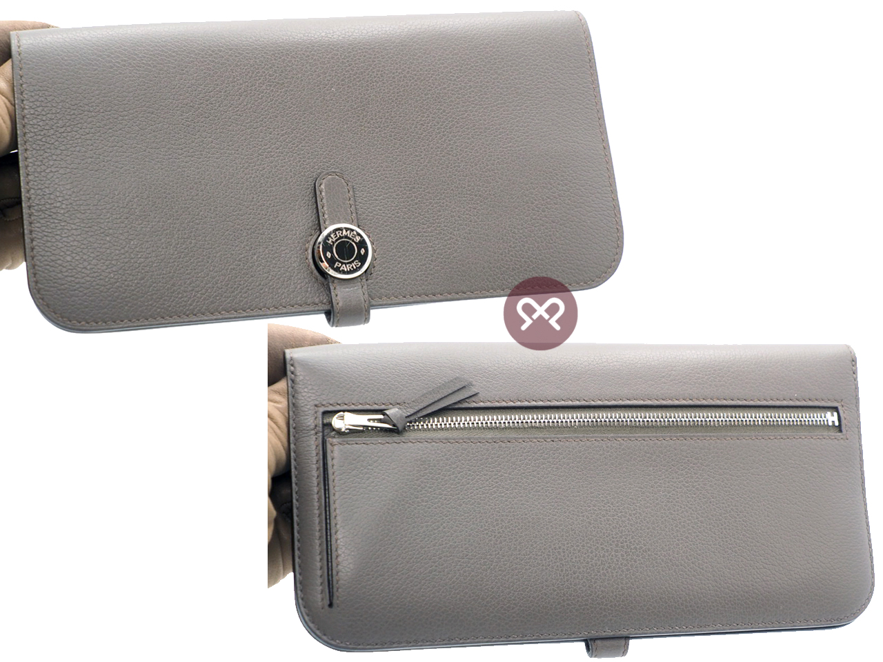 Hermès Etain Veau Evercolor Leather Dogon Wallet U Stamp Palladium Hardware - Image 3