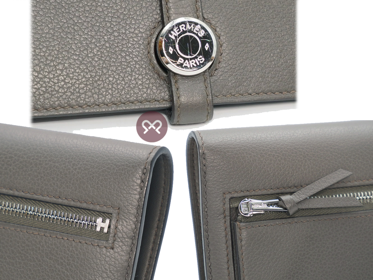 Hermès Etain Veau Evercolor Leather Dogon Wallet U Stamp Palladium Hardware - Image 5