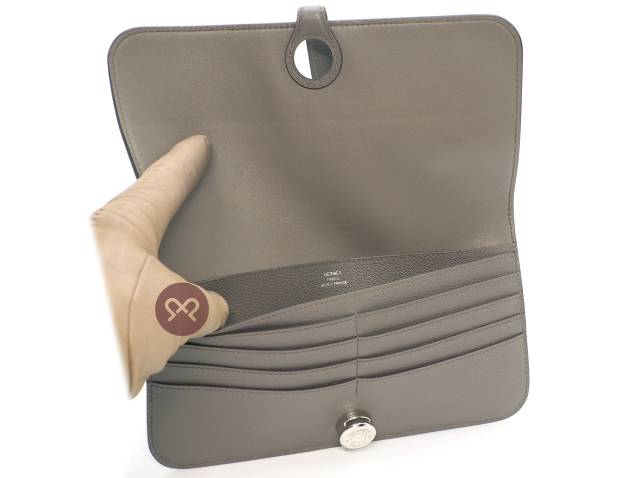 Hermès Etain Veau Evercolor Leather Dogon Wallet U Stamp Palladium Hardware - Image 4