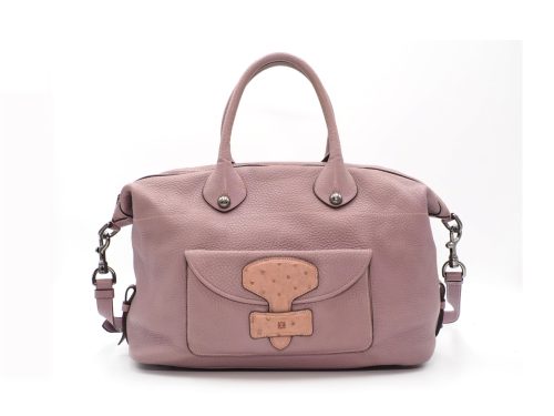 Loewe Lilac/ Purple May Bag Ostrich Front Flap Pocket Large Tote / Messenger 2-Way Bag with Strap
