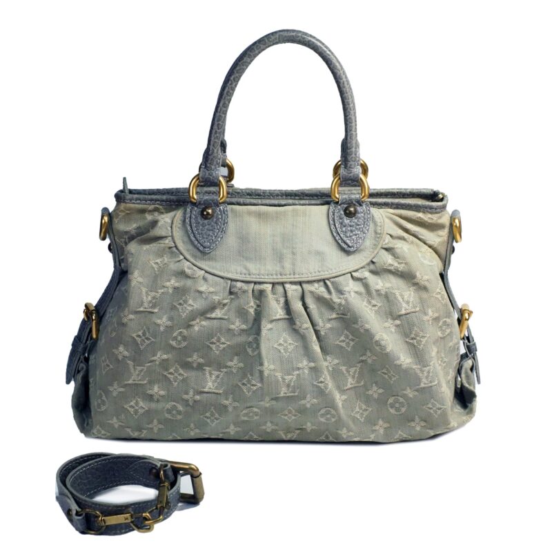 Louis Vuitton M95837 Grey Denim Monogram Neo Cabby MM Tote/ Shoulder Bag