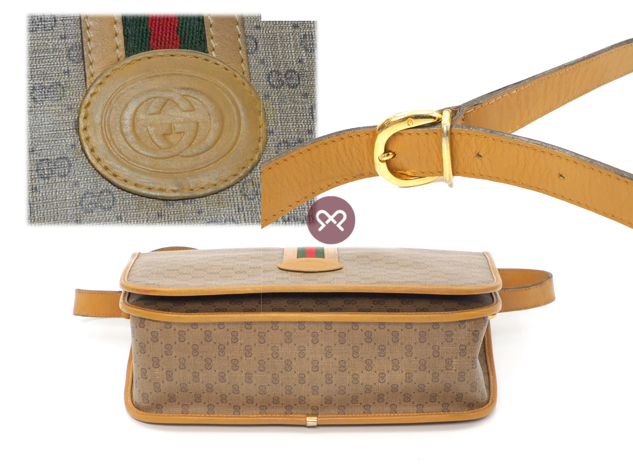 Gucci 001.904.0915 Sherry Line Beige Micro GG Web Design Oval Crossbody Bag - Image 4