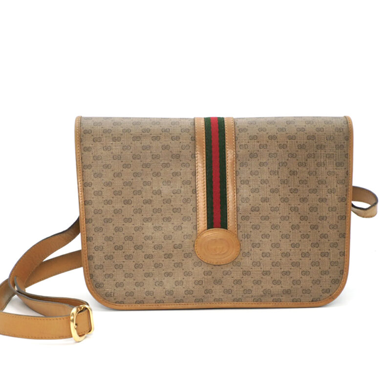 Gucci 001.904.0915 Sherry Line Beige Micro GG Web Design Oval Crossbody Bag