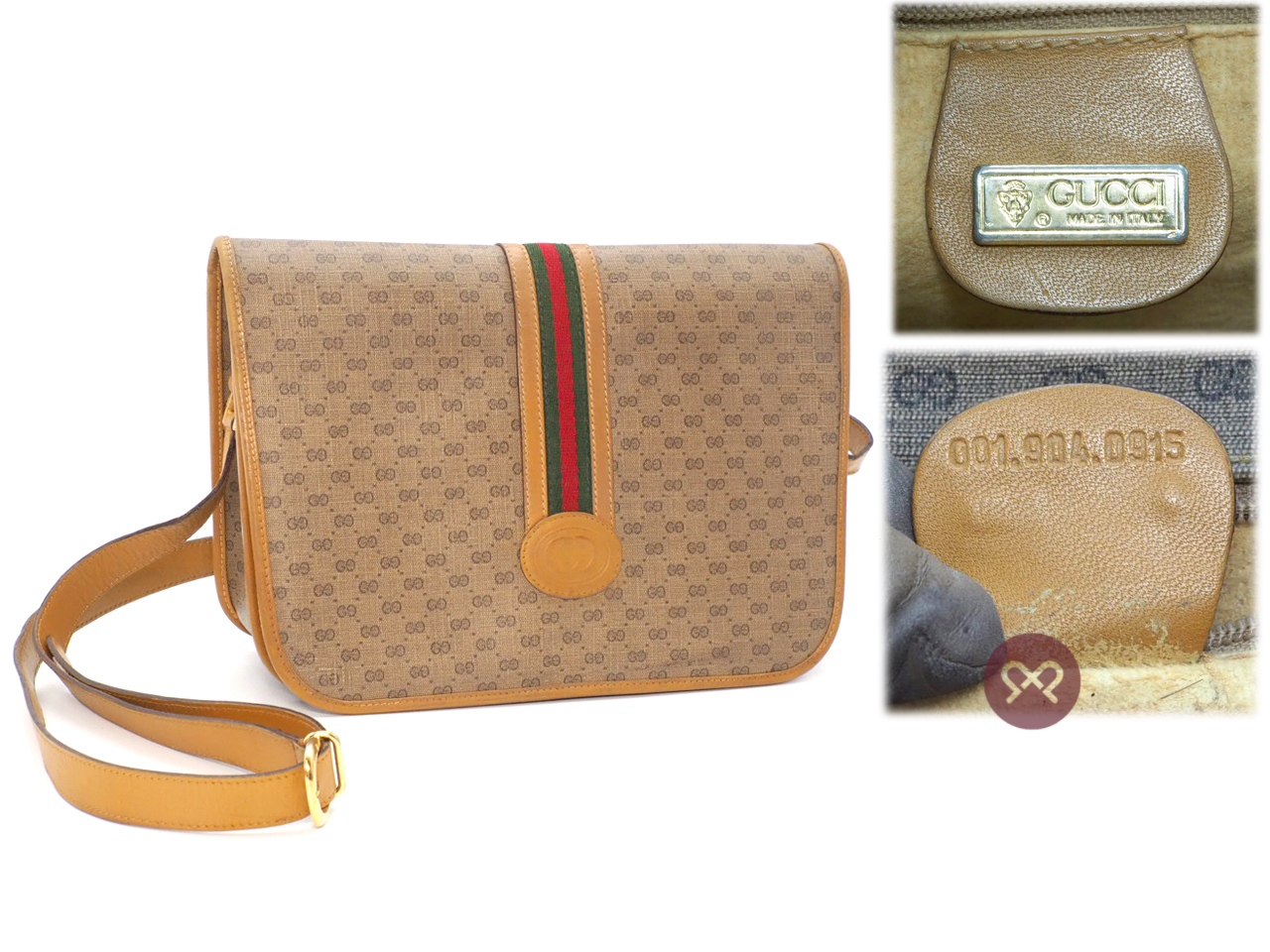 Gucci 001.904.0915 Sherry Line Beige Micro GG Web Design Oval Crossbody Bag - Image 2
