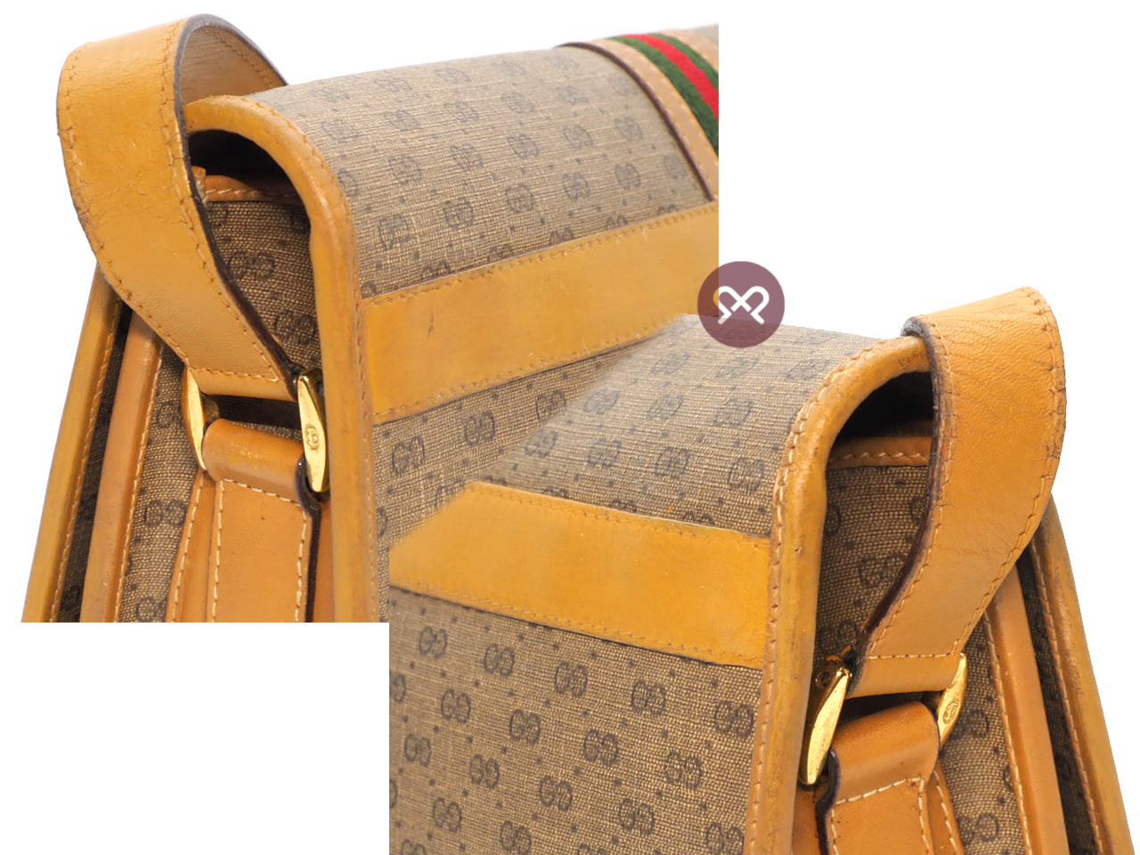 Gucci 001.904.0915 Sherry Line Beige Micro GG Web Design Oval Crossbody Bag - Image 5