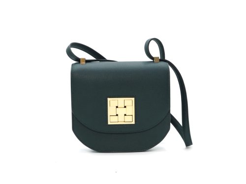 Hermes Dark Green/ Vert Cypress Epsom Leather Mini Mosaique Au 24 -17 Permabrass Hardware
