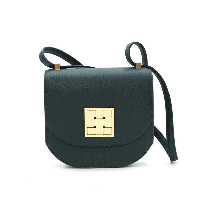 Hermes Dark Green/ Vert Cypress Epsom Leather Mini Mosaique Au 24 -17 Permabrass Hardware