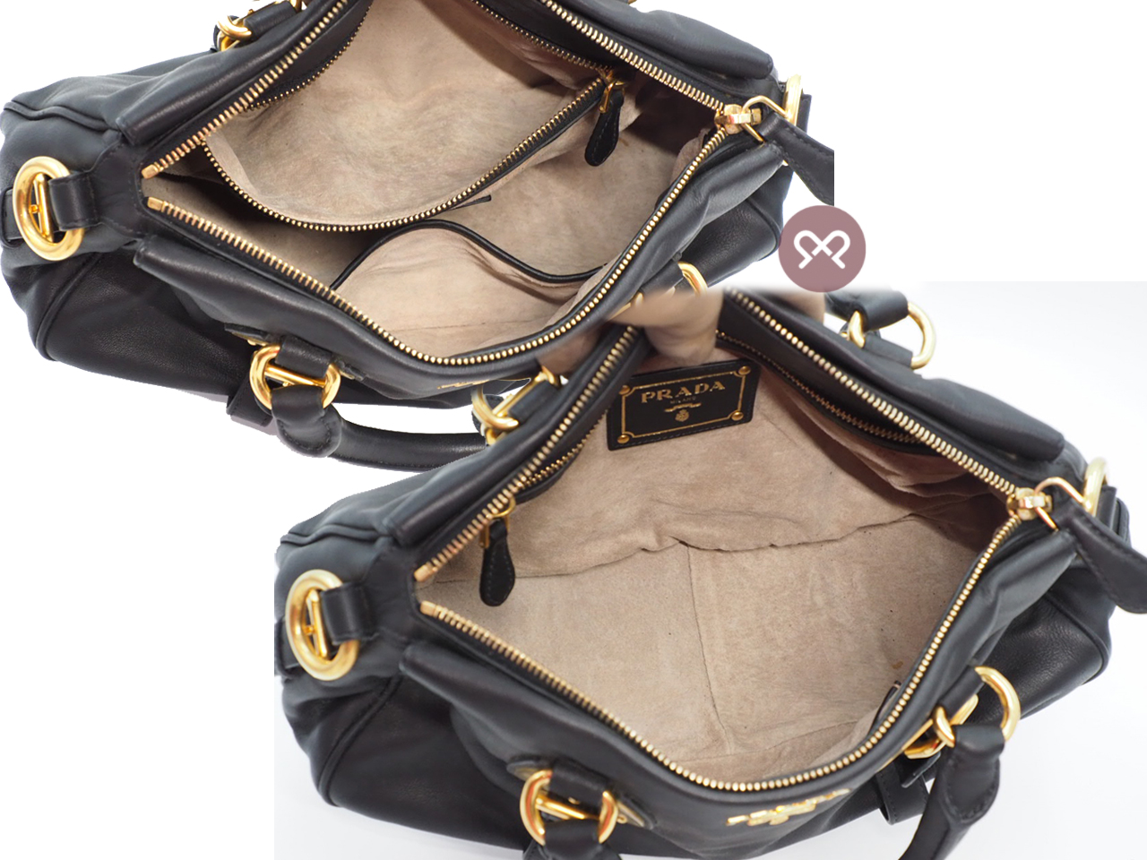 Prada BN1904 Black Soft Calf Leather Top Handle Convertible Bag - Image 10