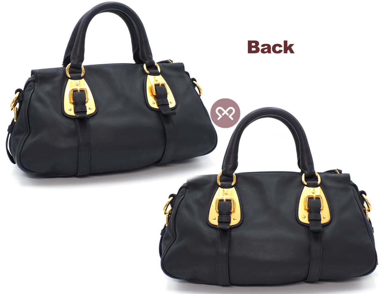 Prada BN1904 Black Soft Calf Leather Top Handle Convertible Bag - Image 3