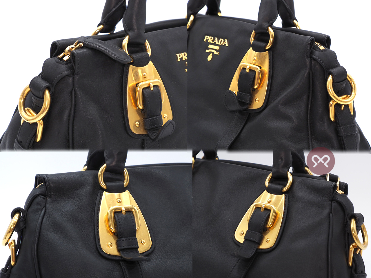 Prada BN1904 Black Soft Calf Leather Top Handle Convertible Bag - Image 6