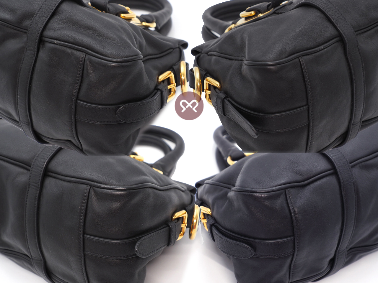 Prada BN1904 Black Soft Calf Leather Top Handle Convertible Bag - Image 9