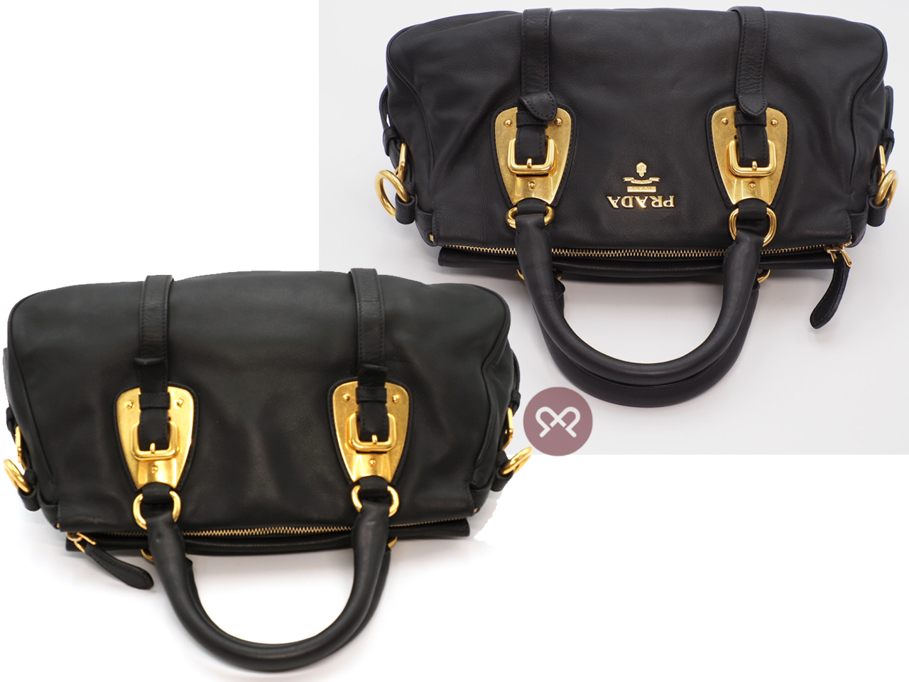 Prada BN1904 Black Soft Calf Leather Top Handle Convertible Bag - Image 5