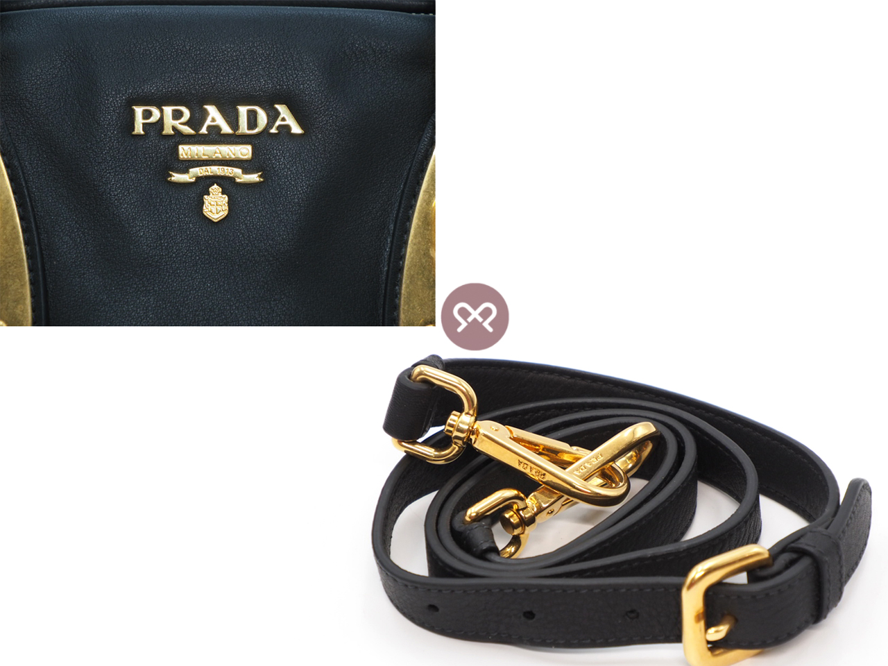 Prada BN1904 Black Soft Calf Leather Top Handle Convertible Bag - Image 7