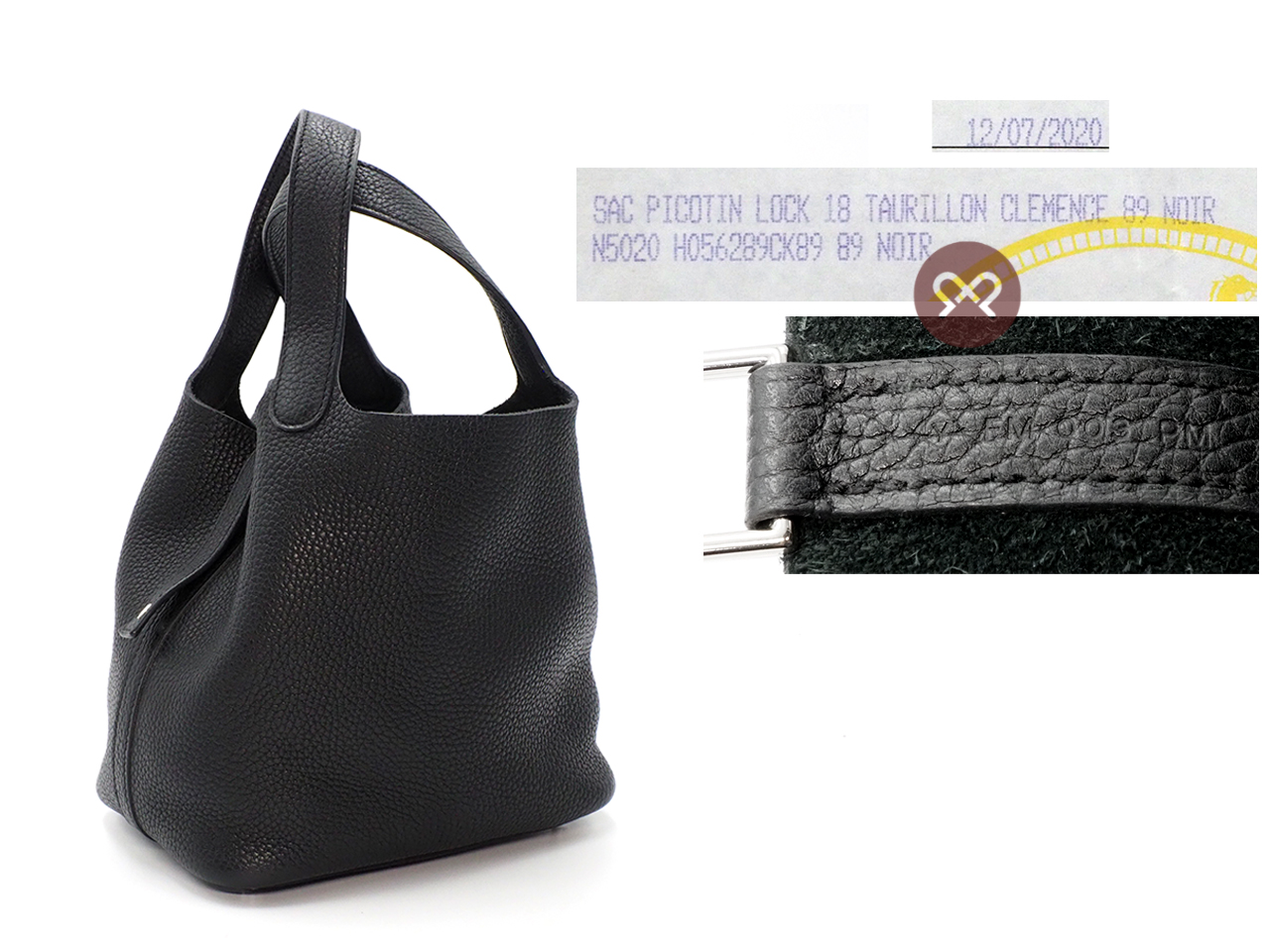 Hermes Picotin PM 18cm T Stamp Black Clemence Leather Palladium Hardware - Image 2
