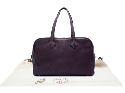 Hermes Prune Clemence L Stamp Victoria 35 Document Shoulder Bag