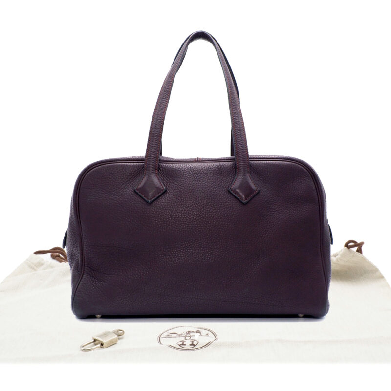 Hermes Prune Clemence L Stamp Victoria 35 Document Shoulder Bag