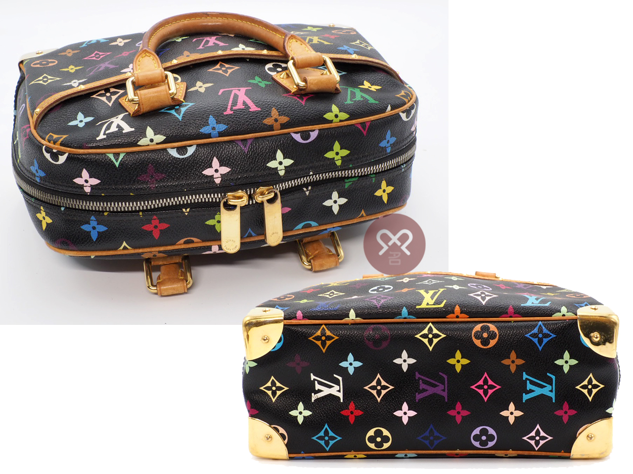 Louis Vuitton M92662 Black Multicolor Canvas Trouville Tote Bag (MI0190) - Image 4