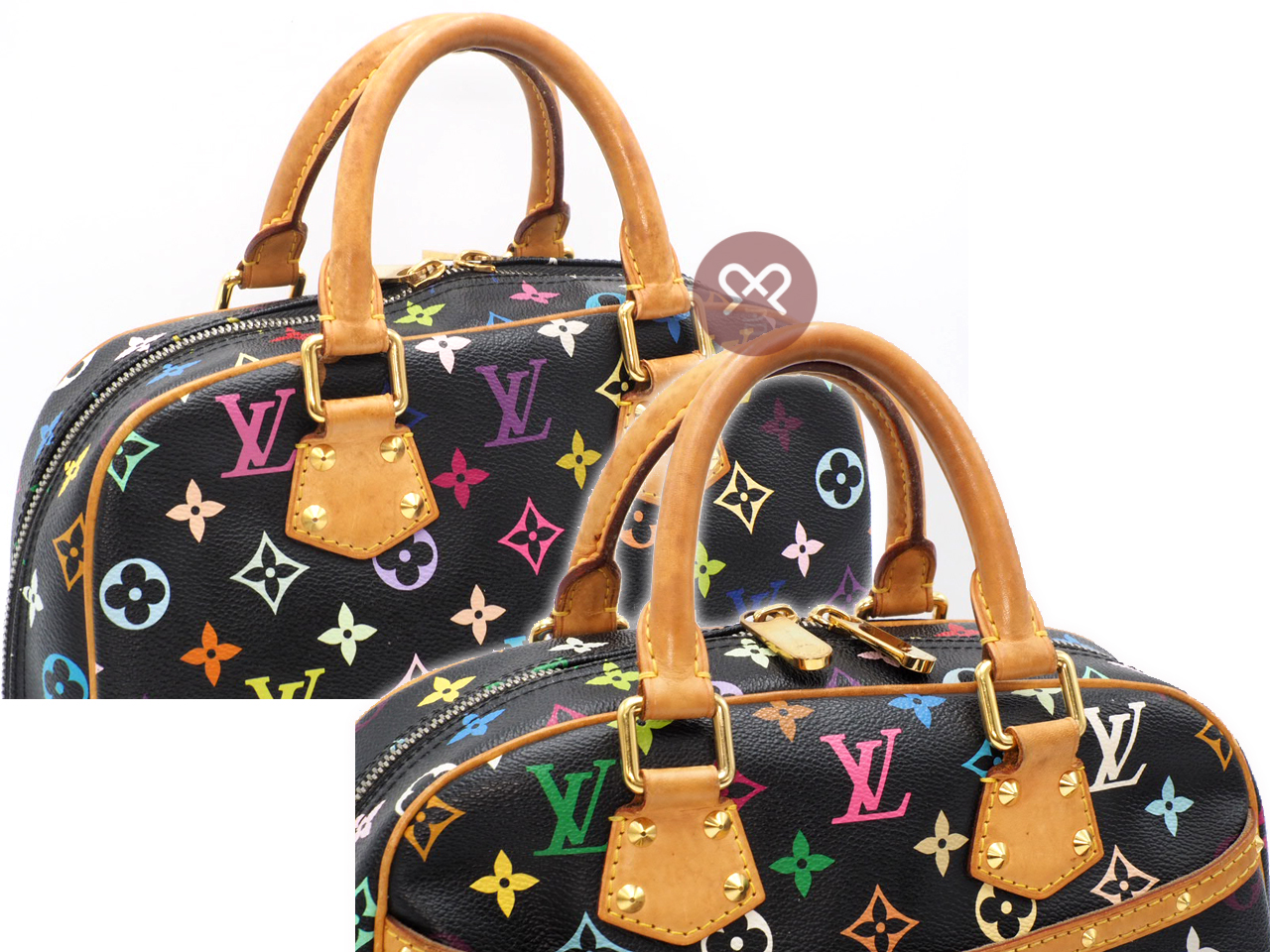 Louis Vuitton M92662 Black Multicolor Canvas Trouville Tote Bag (MI0190) - Image 7