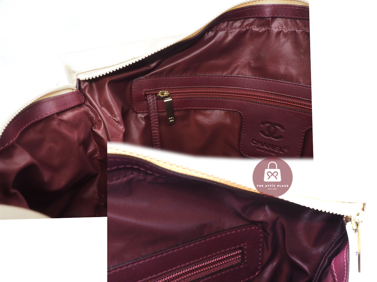 Chanel 13199998 Burgundy Red/ Gold Metallic Leather Coco Cocoon Quilted Large Shopping Tote/ Shoulder bag - Image 9