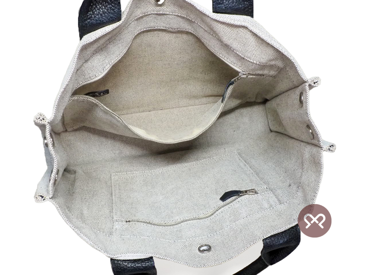 Hermes Black/ White Canvas Sac Arne MM Toile H Document/ Laptop Tote - Image 8
