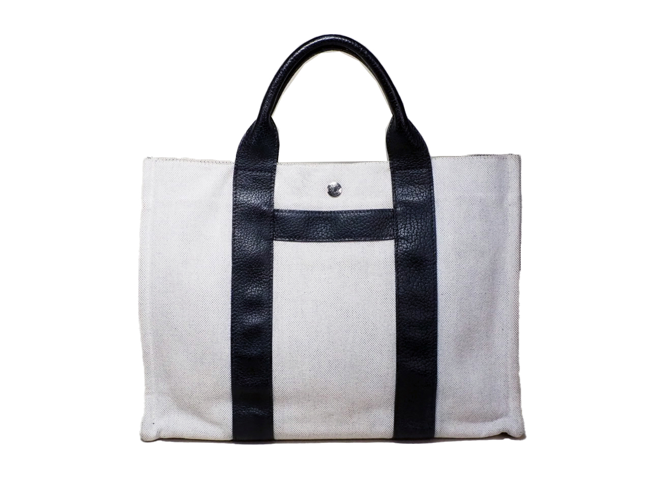 Hermes Black/ White Canvas Sac Arne MM Toile H Document/ Laptop Tote