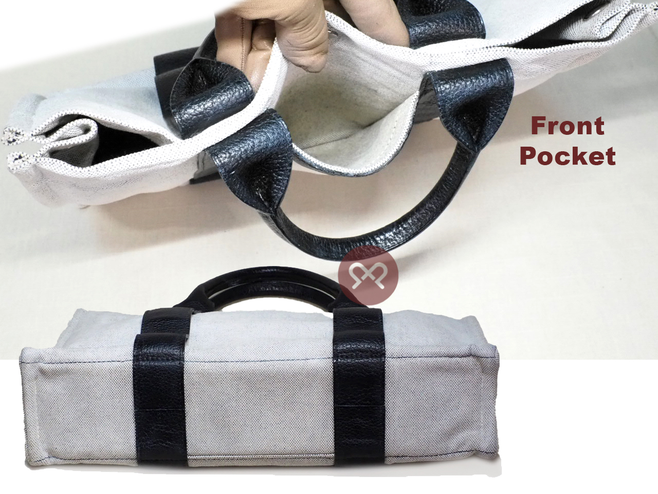 Hermes Black/ White Canvas Sac Arne MM Toile H Document/ Laptop Tote - Image 4
