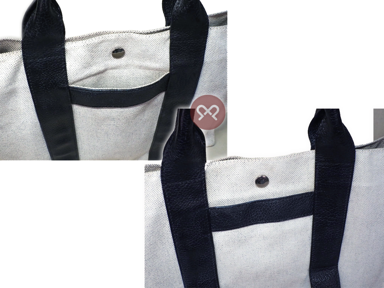 Hermes Black/ White Canvas Sac Arne MM Toile H Document/ Laptop Tote - Image 6