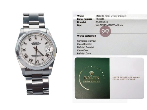 Rolex M68240 White Roman Boy Size 31mm Digit Datejust Automatic Stainless Steel Watch