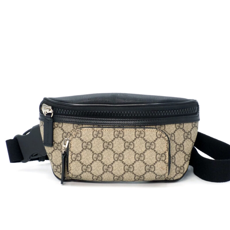 Gucci 450946 Brown GG Supreme Monogram Canvas/ Leather Waist Belt Bag