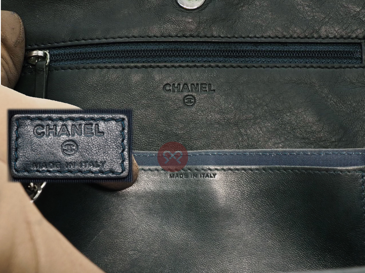 Chanel 18620926 Dark Green Timeless CC Quilted Lambskin Multi Compartment Wallet On Chain - Image 11