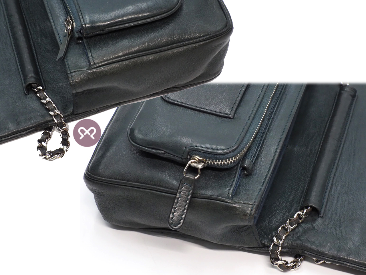 Chanel 18620926 Dark Green Timeless CC Quilted Lambskin Multi Compartment Wallet On Chain - Image 9